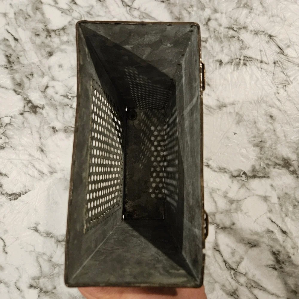 Vintage Rustic Metal Wall Box Organizer Holder with Perforated Front and‎ Handle